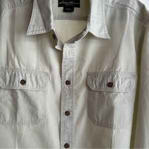 VTG Eddie Bauer Long Sleeve Shirt 100% Cotton Color:Cream Size:Large